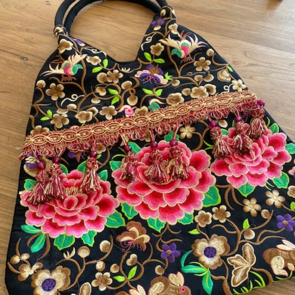 Hobo Boho Asian Embroidered Bag